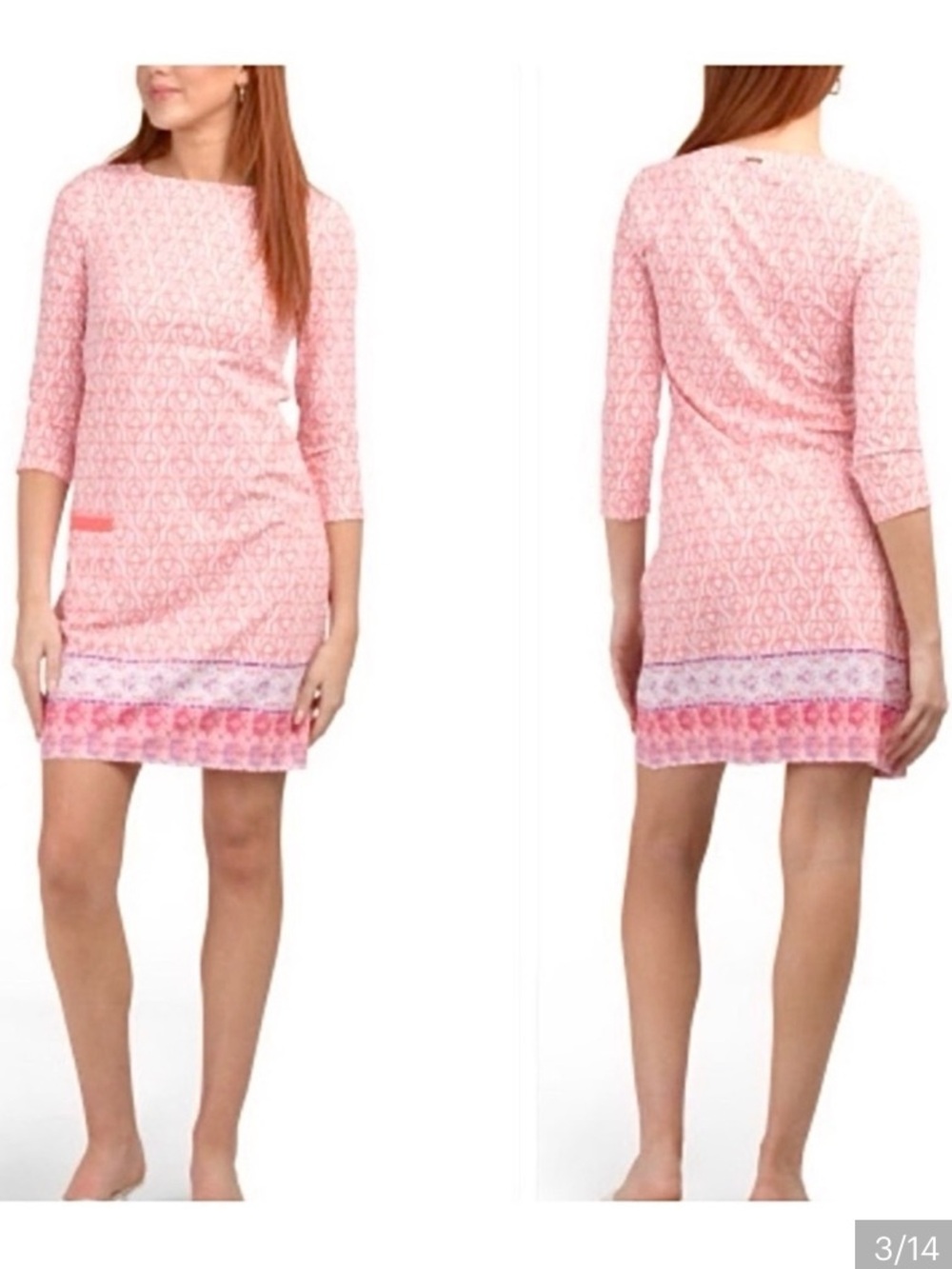 Cabana Life Light Pink Printed Swim Cover Up Dress UPF 50+ Large NWT